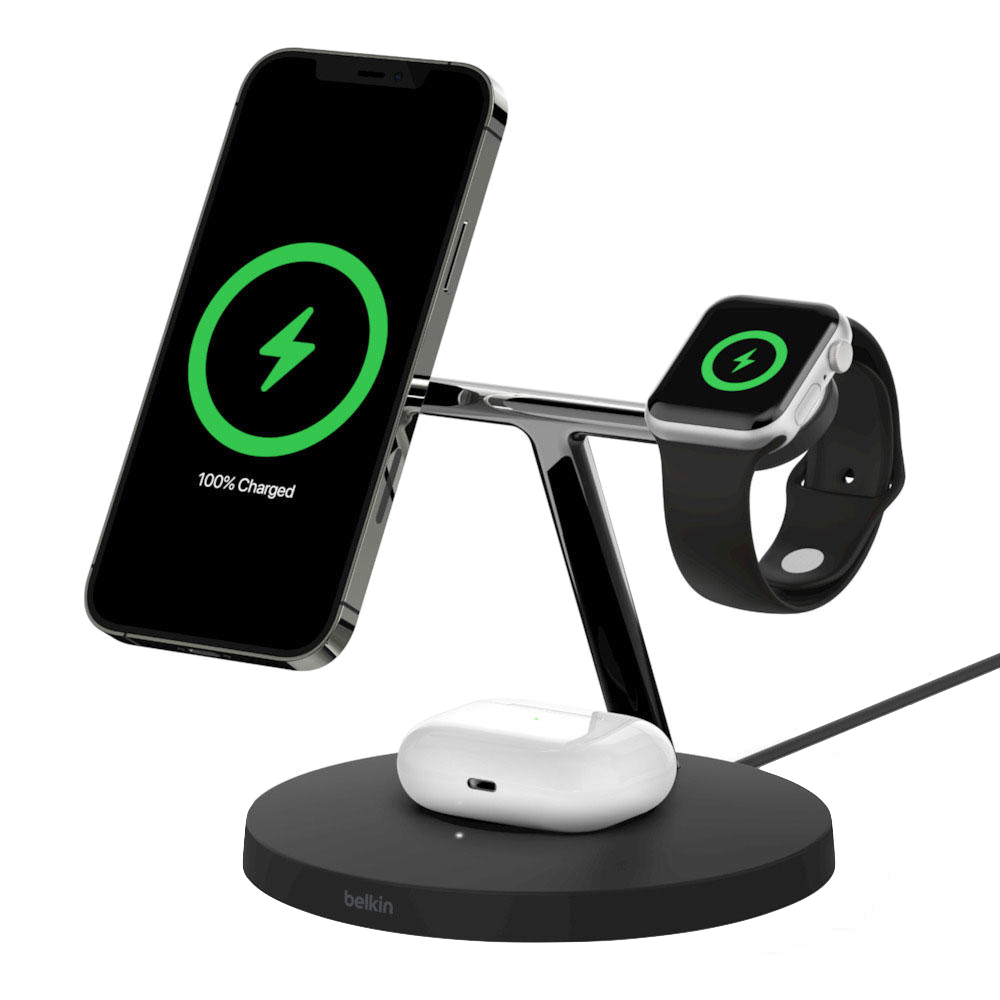 CARGADOR INALÁMBRICO PRO MAGSAFE 3IN1 BELKIN NEGRO
