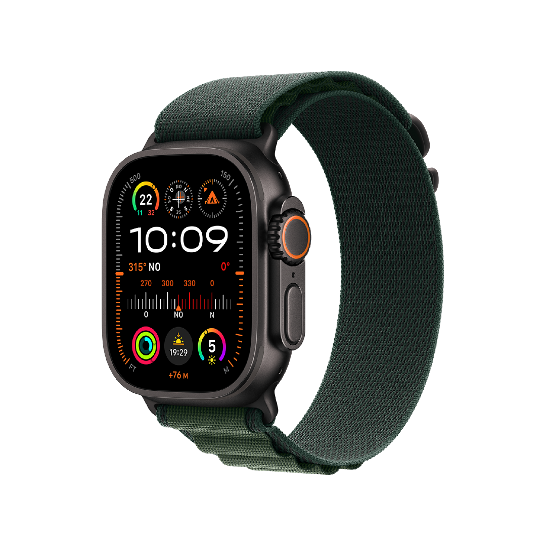 Apple Watch Ultra 2 GPS + Celular, 49mm Caja Titanio Negro - Correa Loop Alpine Verde Oscuro (M)