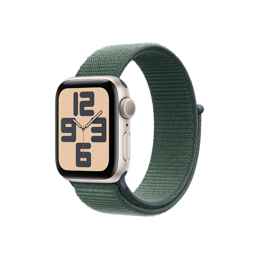 Apple Watch SE GPS, 40mm, Caja Aluminio Blanco Estrella - Correa Loop Deportiva Verde Lago