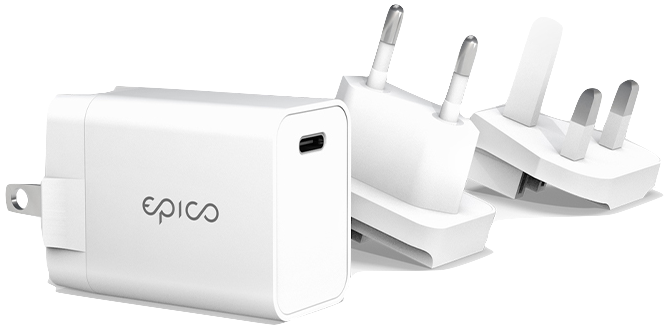 CARGADOR 20W EPICO + ADAPTADOR EU / UK - BLANCO