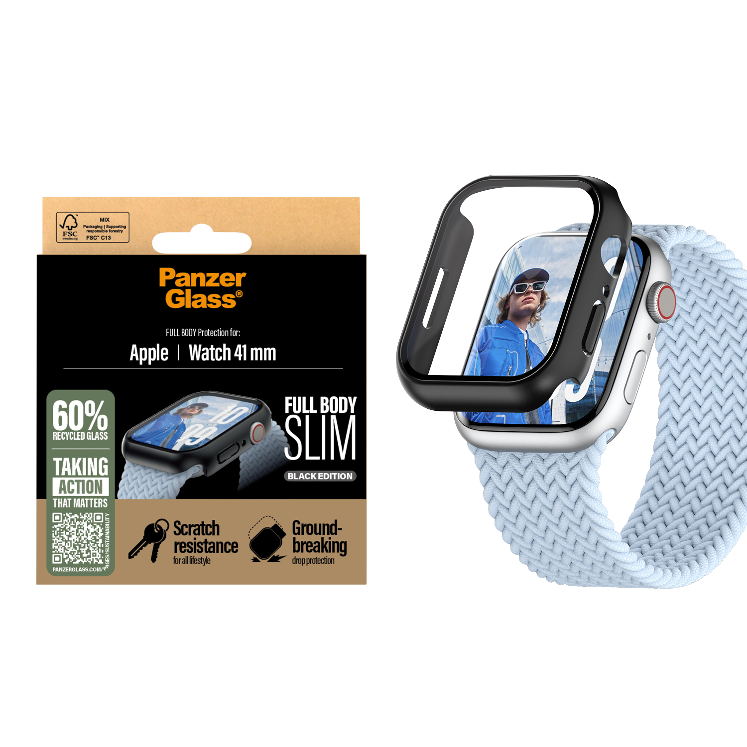CARCASA APPLE WATCH 42MM PANZERGLASS - NEGRO