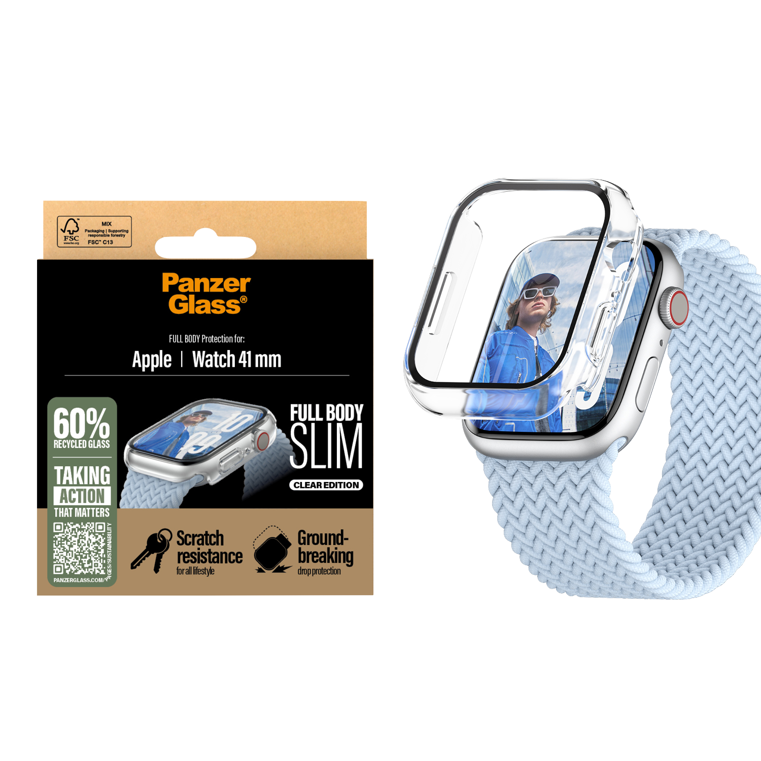 CARCASA APPLE WATCH 42MM PANZERGLASS - TRANSPARENT