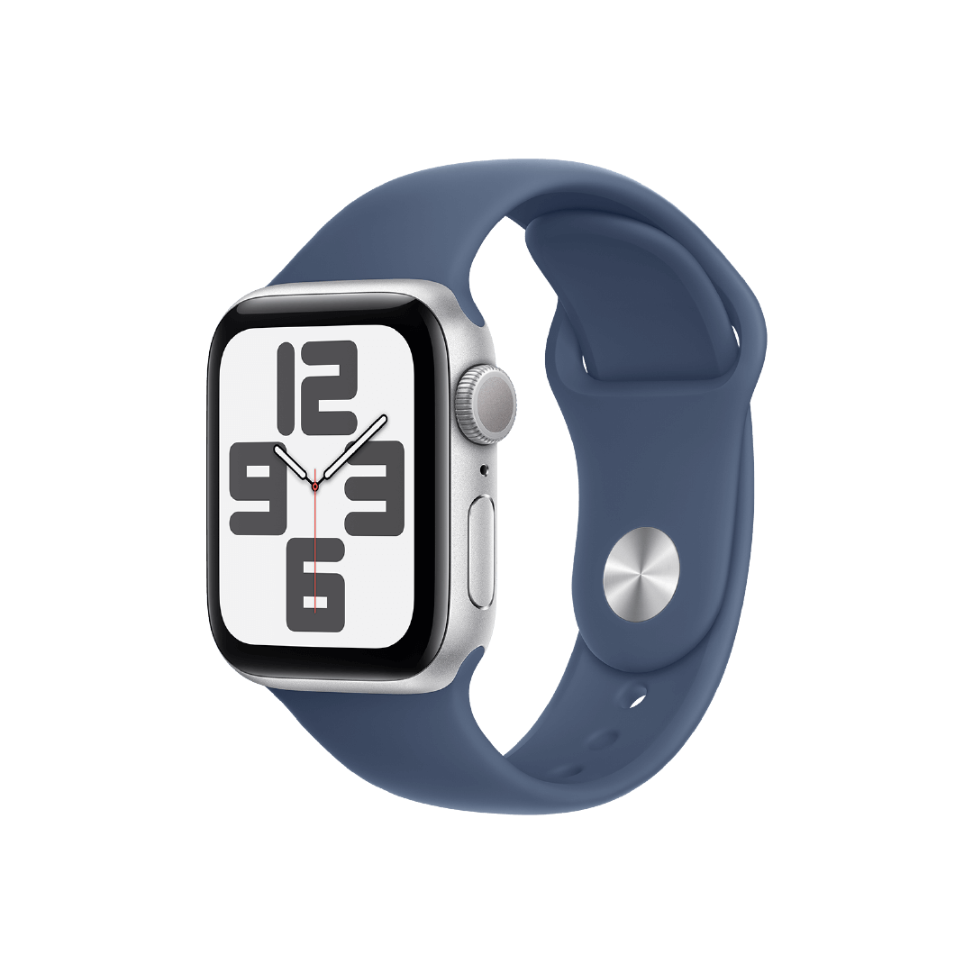 Apple Watch SE GPS, 40mm, Caja Aluminio Plata - Correa Deportiva Azul Denim (S/M)