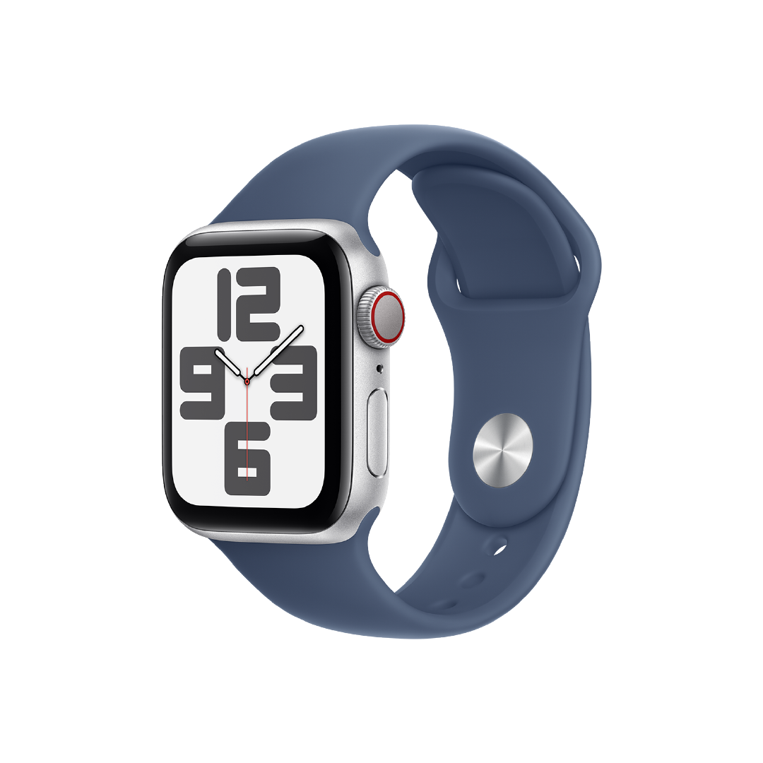 Apple Watch SE GPS + Celular, 40mm, Caja Aluminio Plata - Correa Deportiva Azul Denim (S/M)