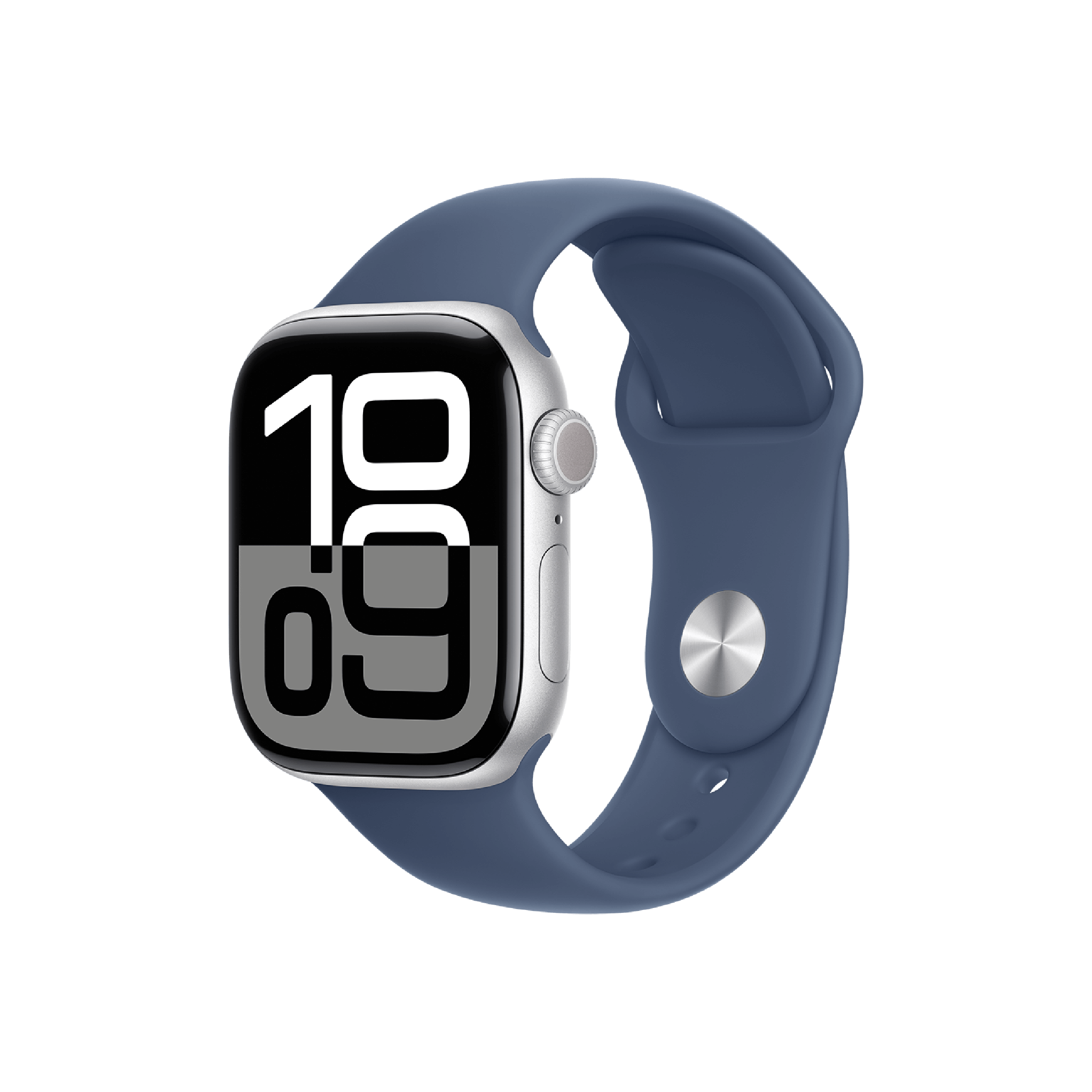 Apple Watch Series 10 GPS, 42mm Caja Aluminio Plata - Correa Deportiva Azul Denim (S/M)