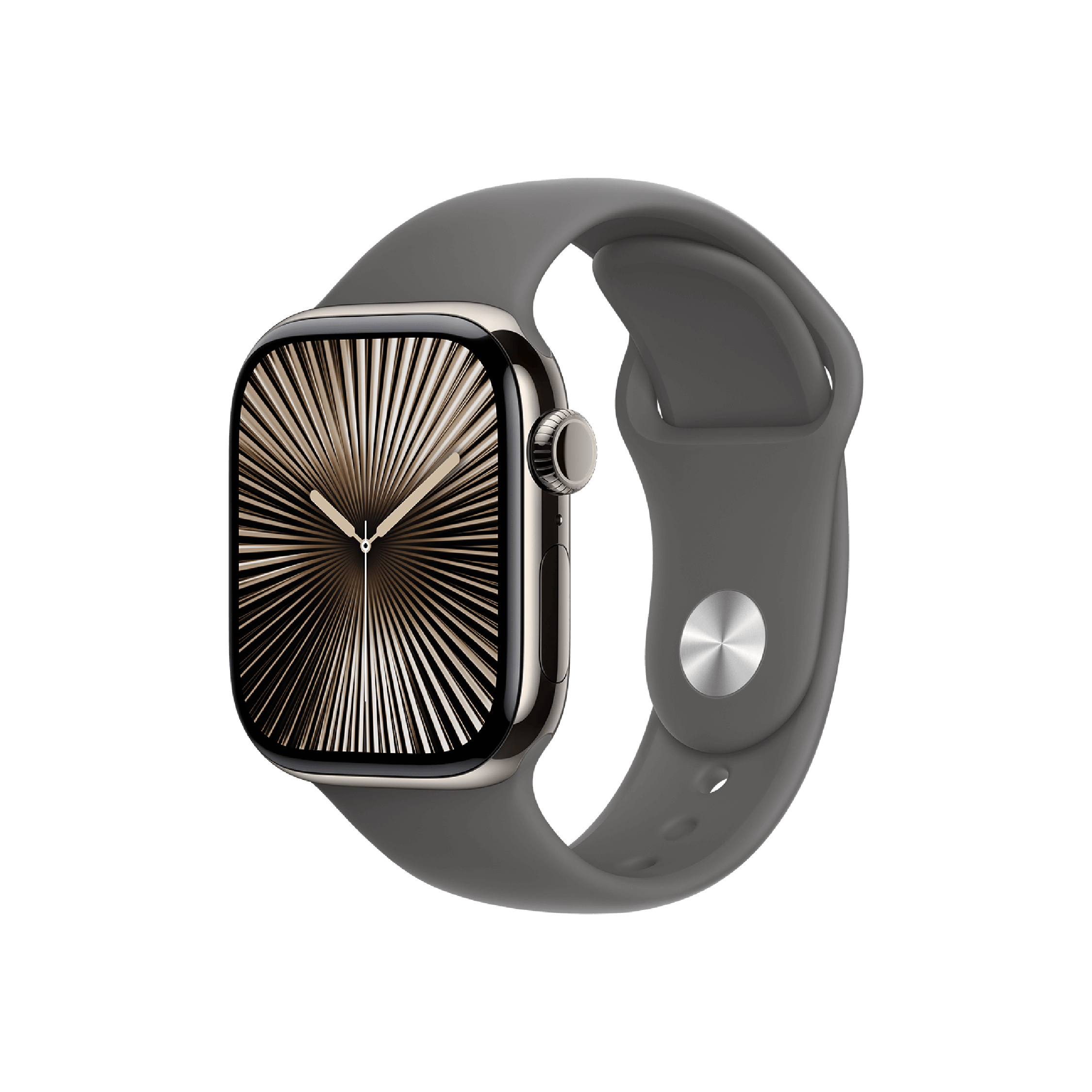 Apple Watch Series 10 GPS + Celular, 42mm Caja Titanio Natural - Correa Deportiva Gris Piedra (S/M)