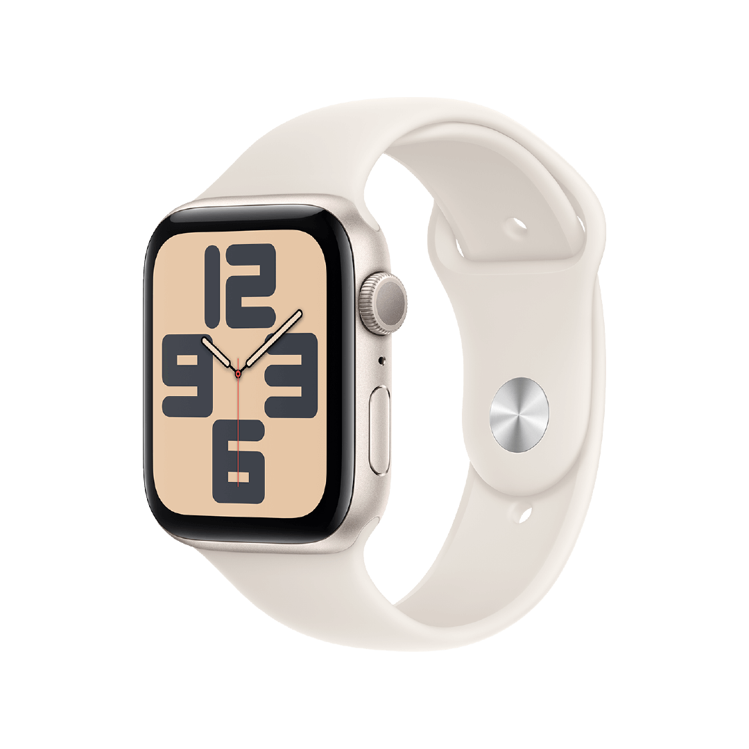 Apple Watch SE GPS, 44mm, Caja Aluminio Blanco Estrella - Correa Deportiva Blanco Estrella (M/L)