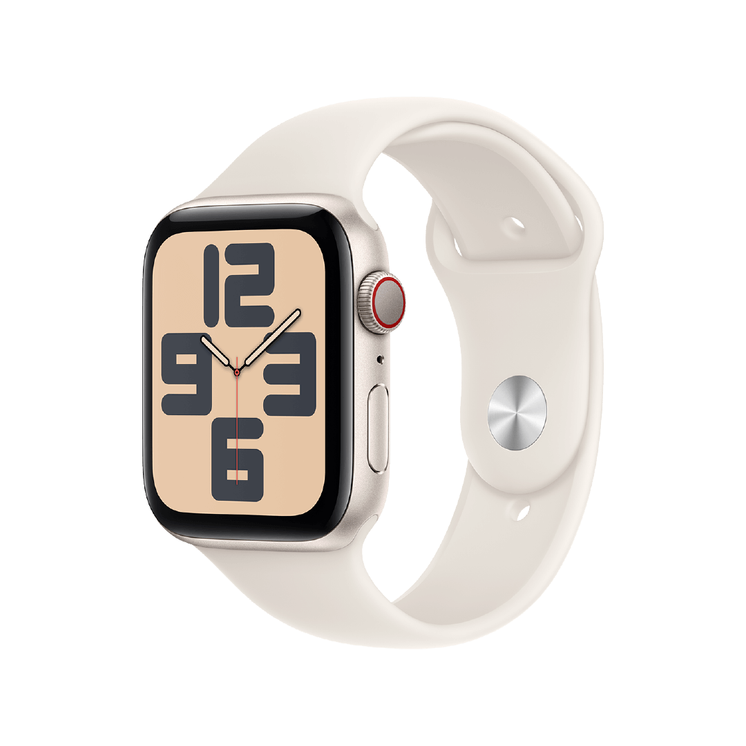 Apple Watch SE GPS + Celular, 44mm, Caja Aluminio Blanco Estrella - Correa Deportiva Blanco Estrella