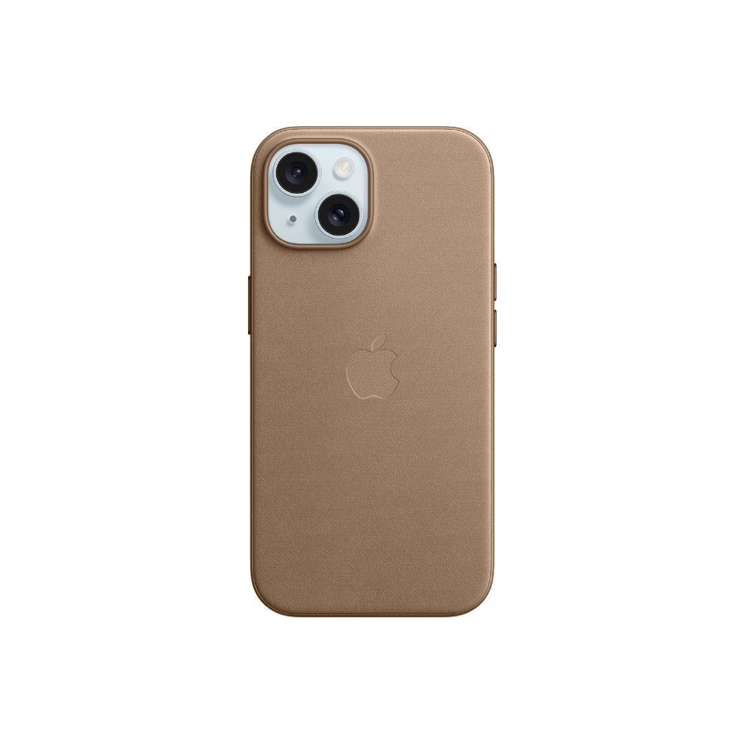 FUNDA IPHONE 15 APPLE TEJIDO FINO - MARRÓN TOPO