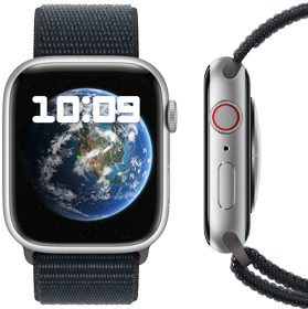 Vista frontal y lateral del nuevo Apple Watch neutro en carbono