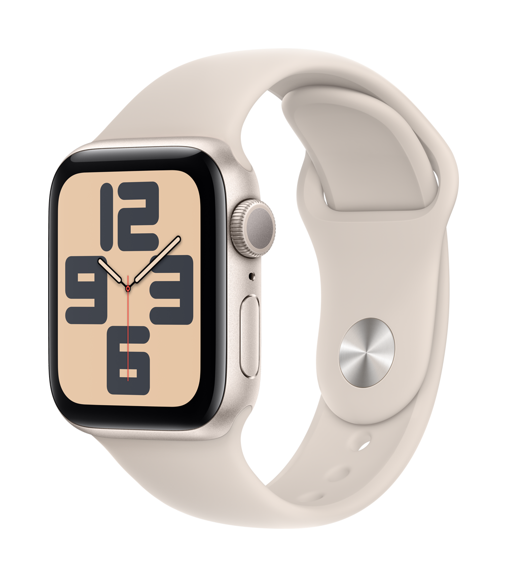 Apple Watch SE GPS 40mm Aluminio Blanco Estrella - Correa Sport Blanco Estrella (S/M, muñecas de 130 a 180mm)