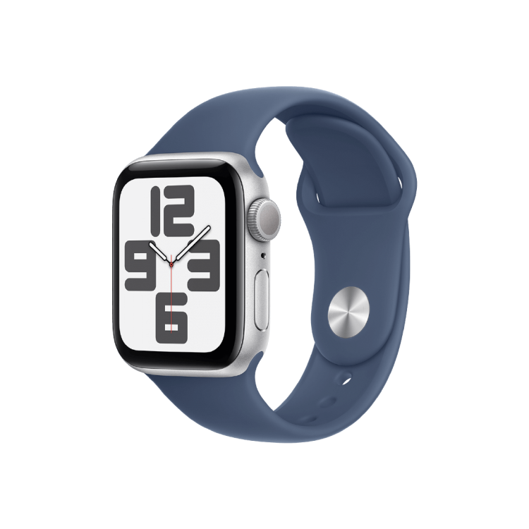 Apple Watch SE GPS 40mm Aluminio Plata - Correa Deportiva Azul Denim (M/L, muñecas de 150 a 200mm)