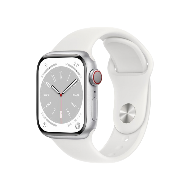 Apple Watch Series 8 GPS + Cellular 41mm Aluminio Plata - Correa Sport Blanco