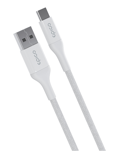 Cable de carga trenzado de USB-C a USB-A de Epico (1,2 m) - Blanco