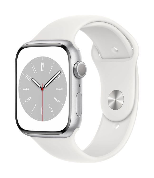 Apple Watch Series 8 GPS 45mm Aluminio Plata - Correa deportiva Blanco