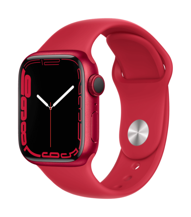Apple Watch Series 7 GPS 41mm Aluminio PRODUCT red - Correa deportiva PRODUCT red