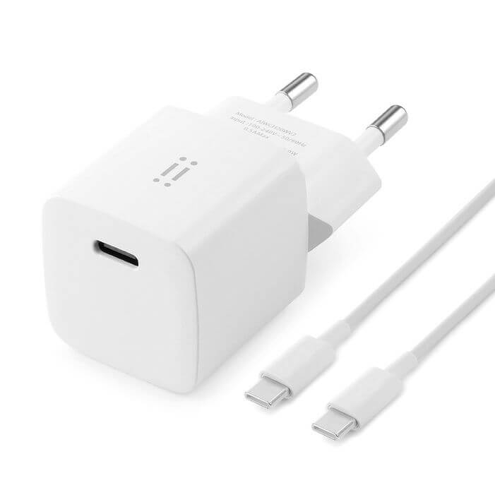 Pack de cargador USB-C de 20 W y cable de USB-C a USB-C de Aiino
