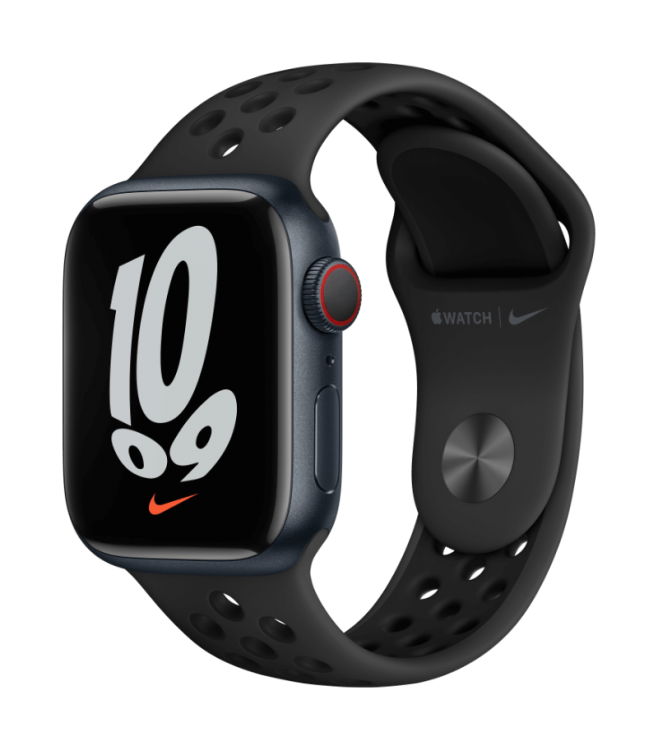 Apple Watch Series 7 GPS + Cellular 41mm Aluminio Medianoche - Correa deportiva Nike Antracita / Negro