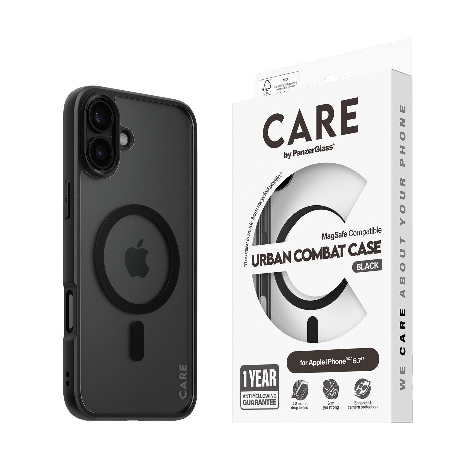 Funda iPhone 16 Plus PanzerGlass Care - Transparente / Negro