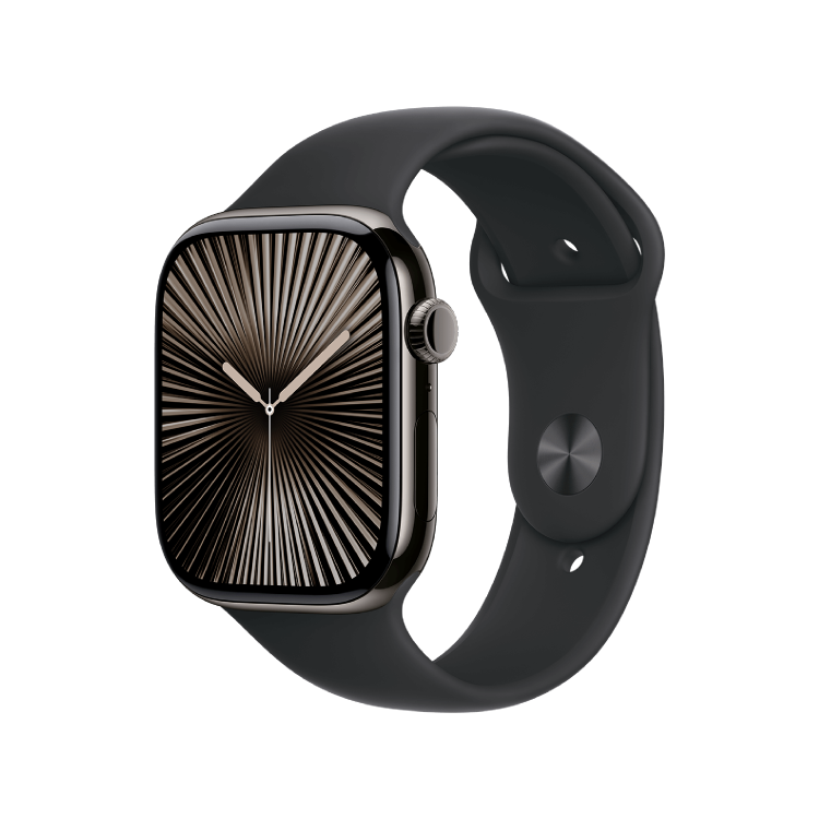 Apple Watch Series 10 GPS + Celular 46mm Titanio Pizarra - Correa Sport Negra (M/L, muñecas de 150 a 200mm)