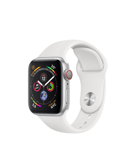 Apple Watch Series 4 GPS + Cellular 40mm Acero Inoxidable Plata - Correa deportiva Blanca