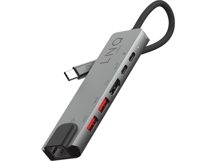 Hub USB-C Linq 6 en 1 (100W, HDMI 6K/60Hz, 1x USB-C, 2x USB-A, Ethernet)