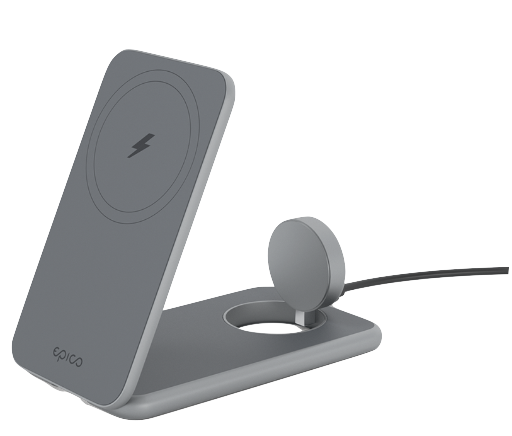Cargador inalámbrico plegable 3 en 1 de Epico - Gris espacial