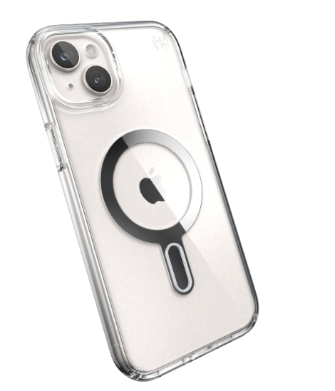 Funda iPhone 15 Plus Speck Presidio Clear - Perfect Clear Chrome