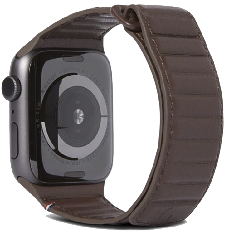 Correa Apple Watch 42/44/45mm Decoded Leather Magnetic Traction - Marrón Chocolate