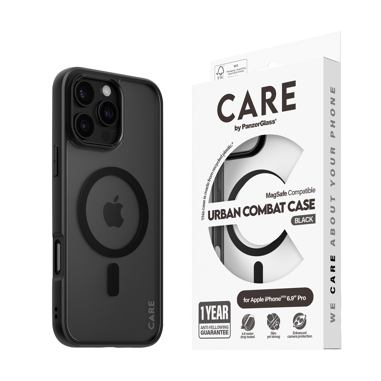 Funda iPhone 16 Pro Max PanzerGlass Care - Transparente / Negro