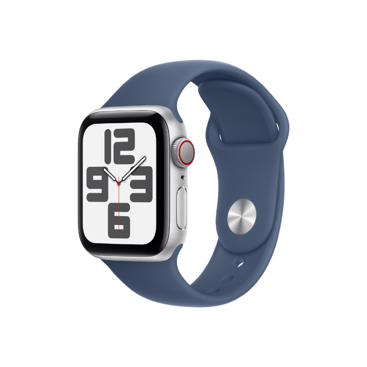 Apple Watch SE GPS + Celular 40mm Aluminio Plata - Correa Deportiva Azul Denim (M/L, muñecas de 150 a 200mm)