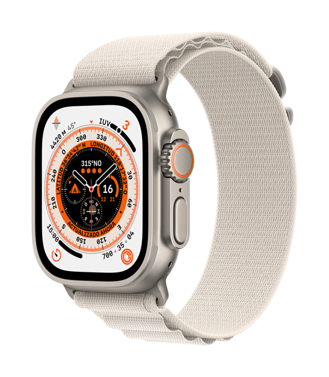 Apple Watch Ultra GPS + Celular 49mm Caja Titanio - Correa Loop Alpine Blanco Estrella (Mediana, muñecas de 145 a 190mm)