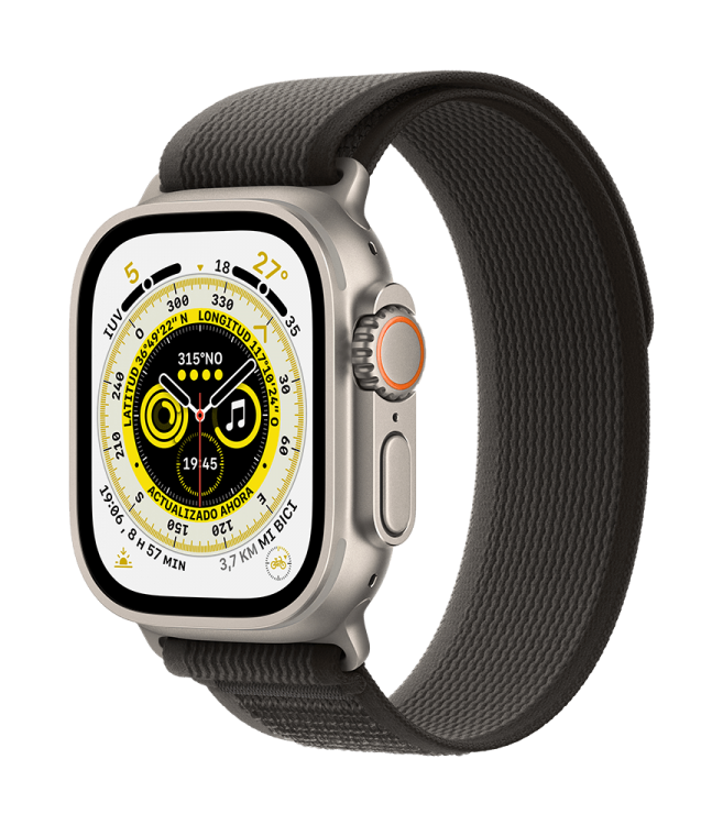 Apple Watch Ultra GPS + Celular 49mm Caja Titanio - Correa Loop Trail Negro / Gris (S/M, muñecas de 130 a 180mm)