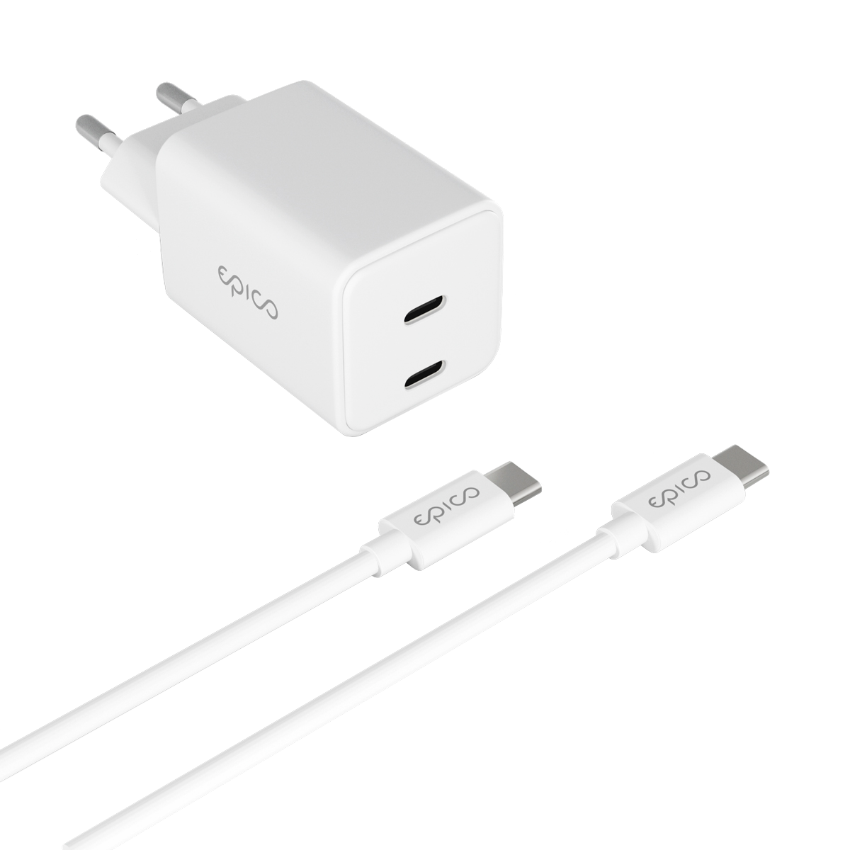 Pack de cargador UltraBoost GaN de 45 W con dos puertos USB-C y cable USB-C (1,2 m) de Epico