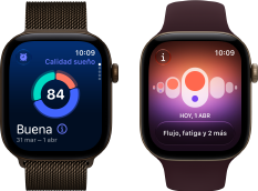 Apple Watch Series 12, caja de aluminio, color bronce oscuro, gráfico circular de Calidad del Sueño, Digital Crown, pulsera Milanese Loop, color bronce oscuro