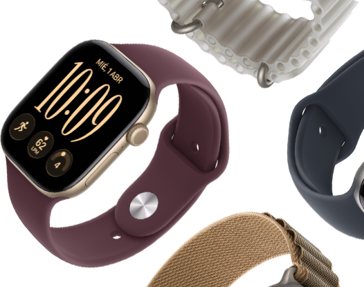 Correas para el Apple Watch Series 11: correa deportiva color niebla lila, correa Ocean color azul náutico y correa Loop Alpine color azul claro