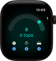 Apple Watch Series 12, caja de aluminio, color negro, puntuación de disposición de 8, lateral derecho, Digital Crown
