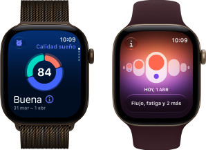 Apple Watch Series 12, caja de aluminio, color bronce oscuro, gráfico circular de Calidad del Sueño, Digital Crown, pulsera Milanese Loop, color bronce oscuro