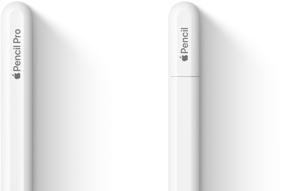 Un Apple Pencil Pro y un Apple Pencil (USB‑C) uno al lado del otro