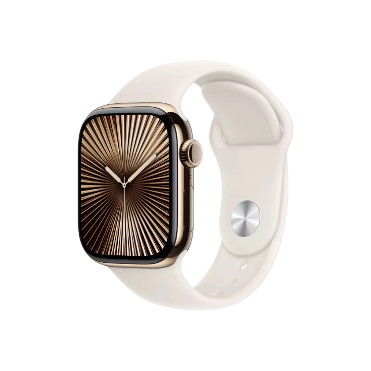 Apple Watch Series 10 GPS Celular 42mm Titanio Oro Correa Sport Blanco Estrella S M munecas de 130 a 180mm Banana Computer tus tiendas Apple Premium Reseller de Canarias