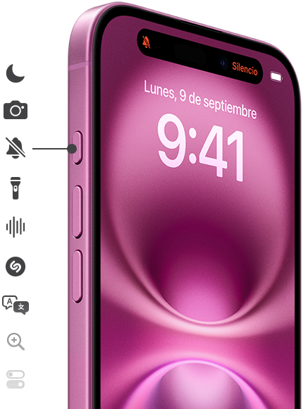 El botón Acción te da acceso directo al modo Silencio, Notas de Voz, la app Cámara, los Modos de Concentración, Shazam, la linterna o tu prestación favorita. Mantenlo pulsado y listo