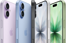 iPhone 17, parte delantera, parte trasera, parte lateral, cinco colores: lavanda, azul neblina, negro, blanco y verde salvia.